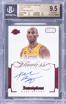 2012-13 Panini Flawless "Inscriptions" (Ruby) #3 Kobe Bryant Signed Card (#05/15) – True Gem Example – BGS GEM MINT 9.5/BGS 10
